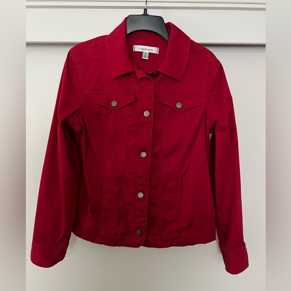 Croft & Barrow Stretch Red Jean Jacket Size M - Picture 3 of 6